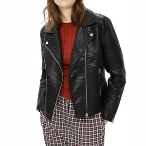 Topshop rosa biker jacket faux leather motto